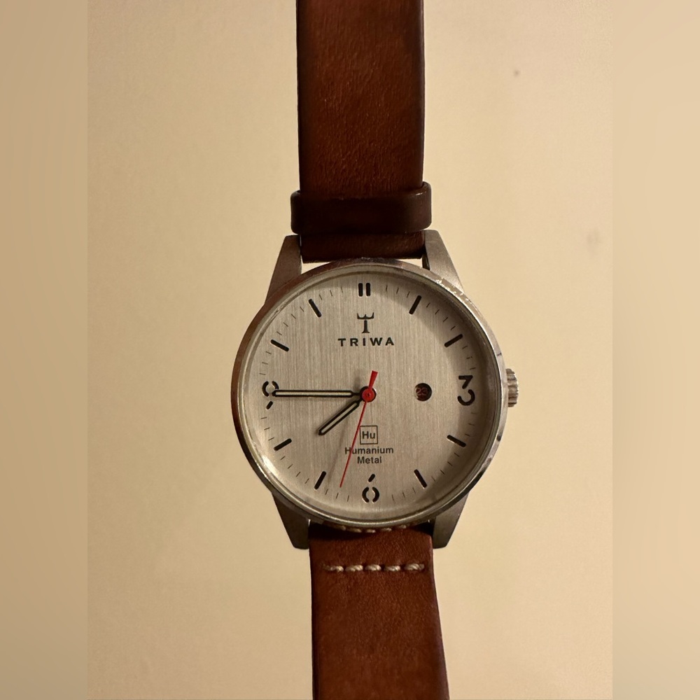 Triwa Watch leather and gun metal silver lightly used